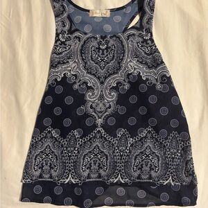 Altar'd State Blue Sleeveless Tank Top with Paisley Design